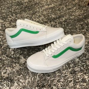 Vans Men's White and Green Sneakers